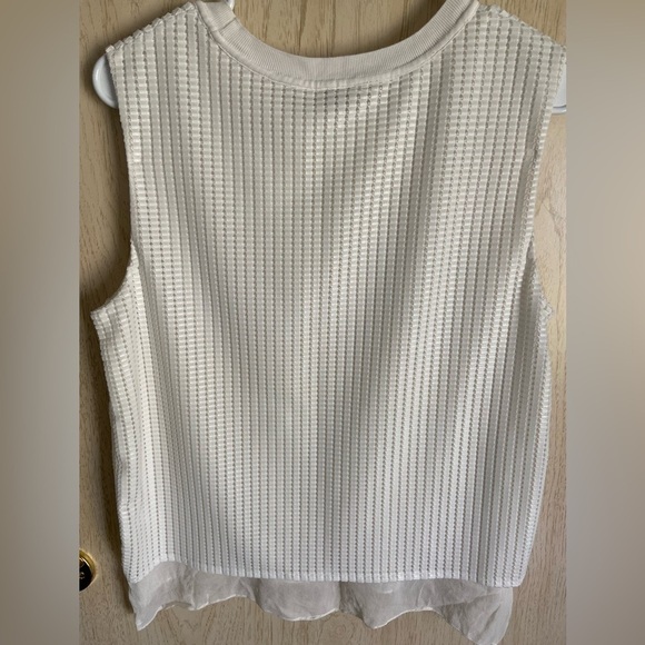 Vince White Textured Woven Lattice Knit Silk Top Sz Large - Picture 7 of 11